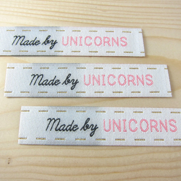 Sew-In Woven Labels - Made By Unicorns Labels - Snuggly Monkey