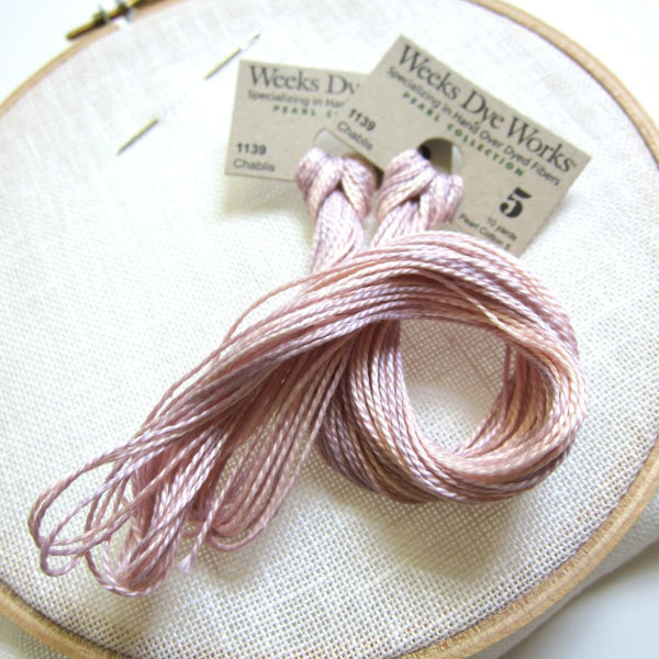 Weeks Dye Works Hand Over-Dyed Pearl Cotton - Size 5 Chablis Perle Cotton - Snuggly Monkey