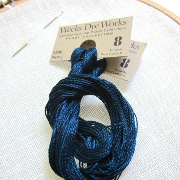 Weeks Dye Works Hand Over-Dyed Pearl Cotton - Size 8 Navy Perle Cotton - Snuggly Monkey