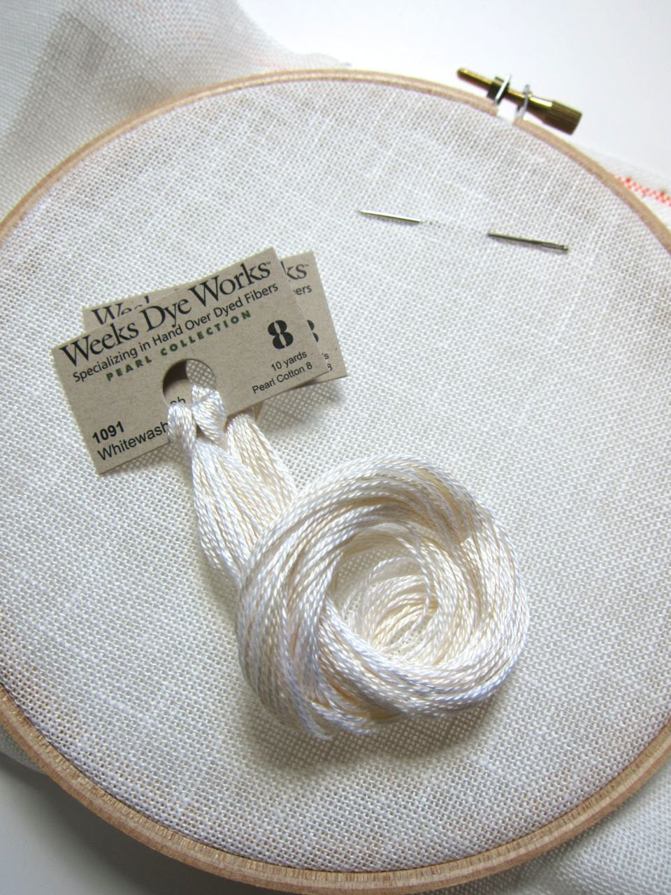 White Weeks Dye Works Hand Over-Dyed Pearl Cotton - Whitewash (Size 8) Perle Cotton - Snuggly Monkey