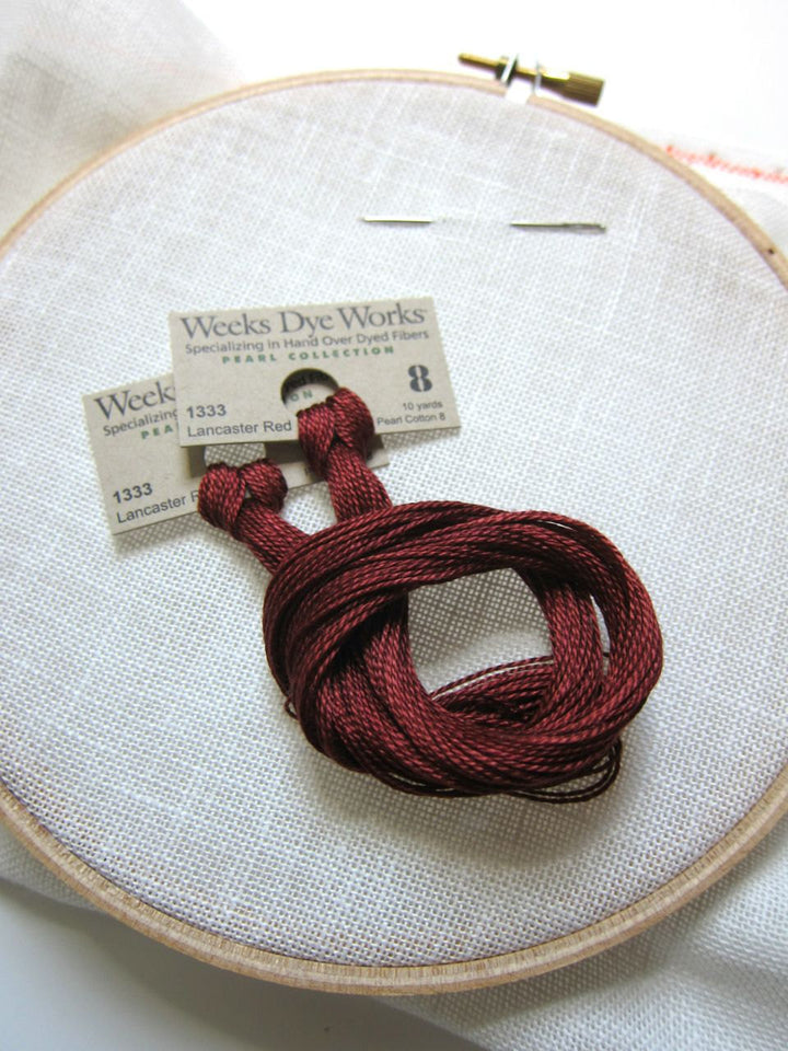Weeks Dye Works Hand Over-Dyed Pearl Cotton Thread - Size 8 Lancaster Red Perle Cotton - Snuggly Monkey