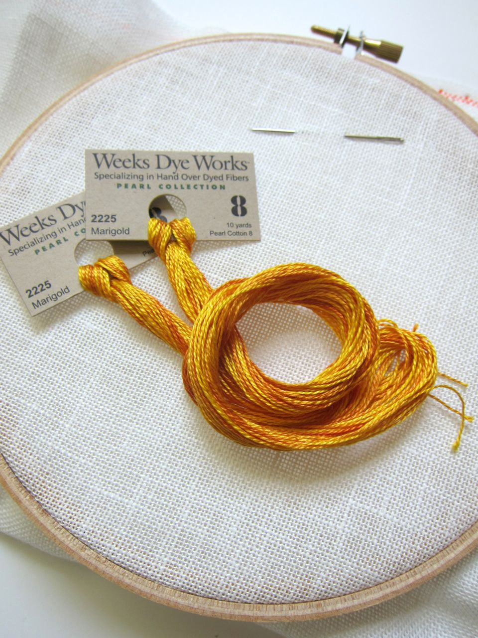 Weeks Dye Works Hand Over-Dyed Pearl Cotton - Size 8 Marigold Perle Cotton - Snuggly Monkey