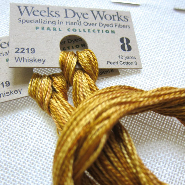 Weeks Dye Works Hand Over-Dyed Perle Cotton - Size 8 Whiskey Perle Cotton - Snuggly Monkey