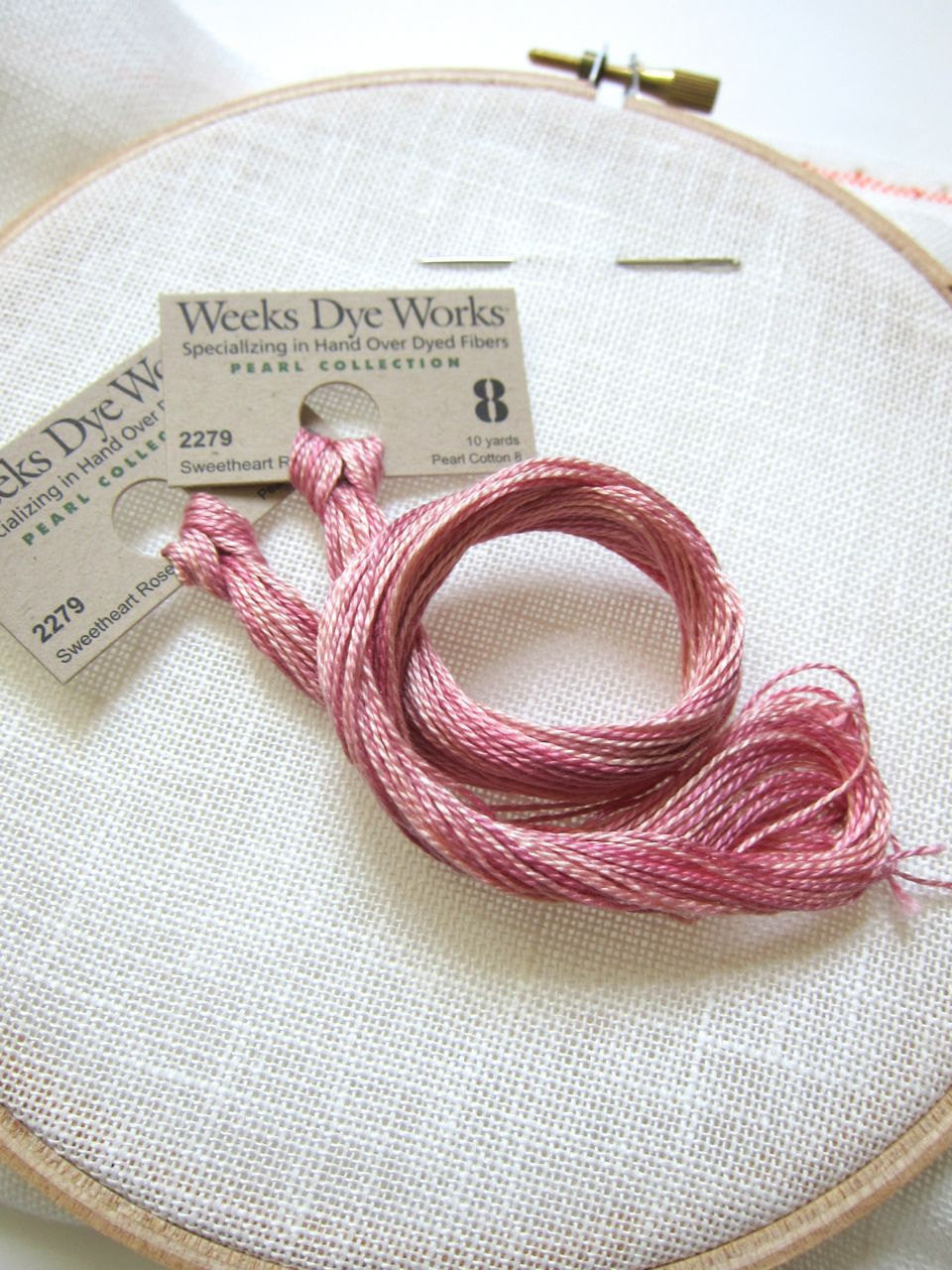 Sweetheart Rose Weeks Dye Works Perle Cotton Floss - Size 8 Perle Cotton - Snuggly Monkey