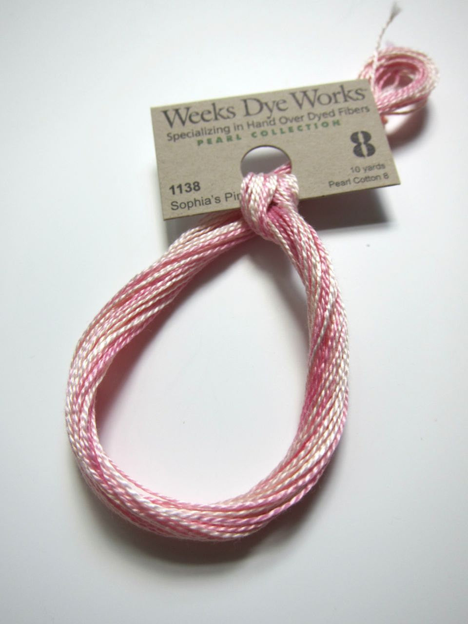 Weeks Dye Works Hand Over-Dyed Perle Cotton - Size 8 Sophia's Pink Perle Cotton - Snuggly Monkey