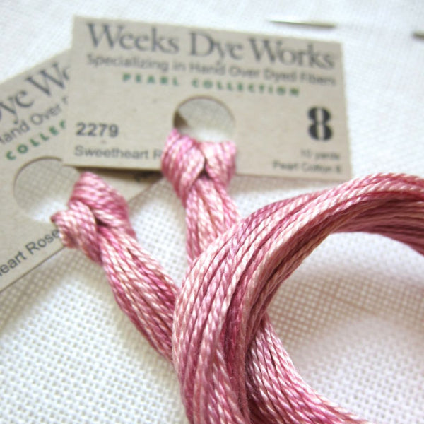 Sweetheart Rose Weeks Dye Works Perle Cotton Floss - Size 8 Perle Cotton - Snuggly Monkey