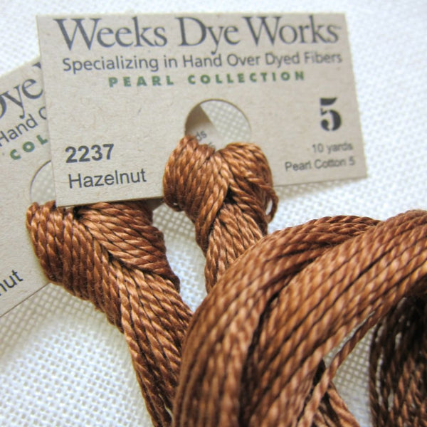 Weeks Dye Works Hand Over-Dyed Pearl Cotton - Size 5 Hazelnut Perle Cotton - Snuggly Monkey