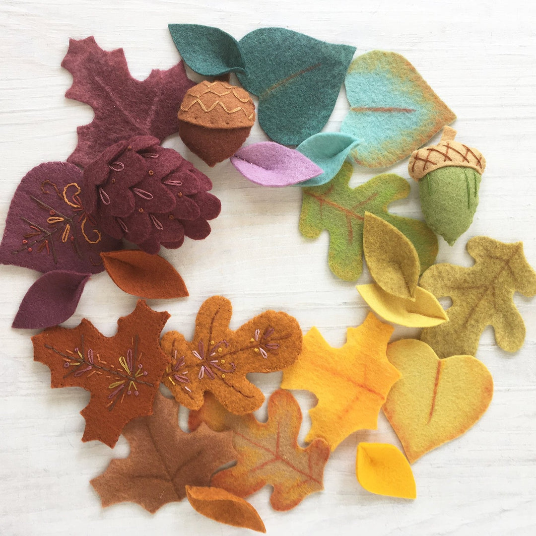 Autumn Leaves Wool Felt Embroidery PDF Pattern