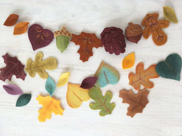Autumn Leaves Wool Felt Embroidery PDF Pattern