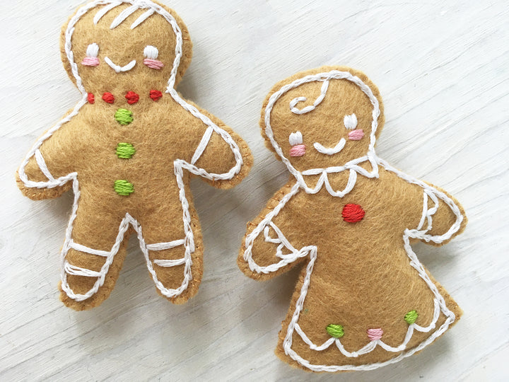 PDF Pattern - Gingerbread Family Wool Felt Embroidery Pattern