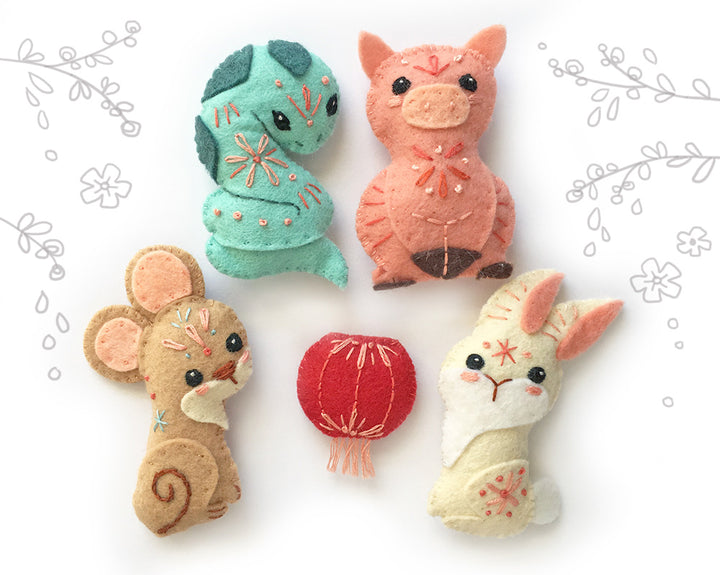 Chinese Zodiac Felt Animals PDF Pattern