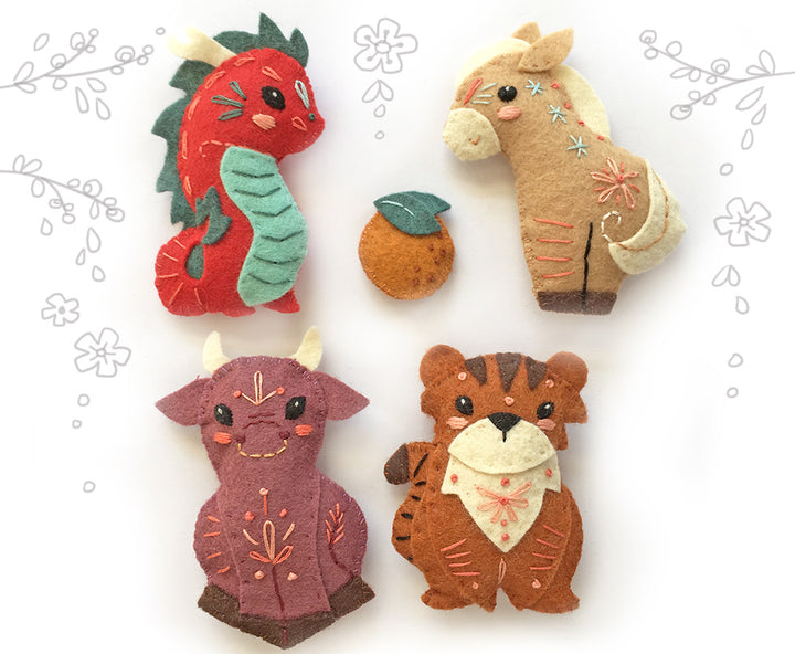 Chinese Zodiac Felt Animals PDF Pattern