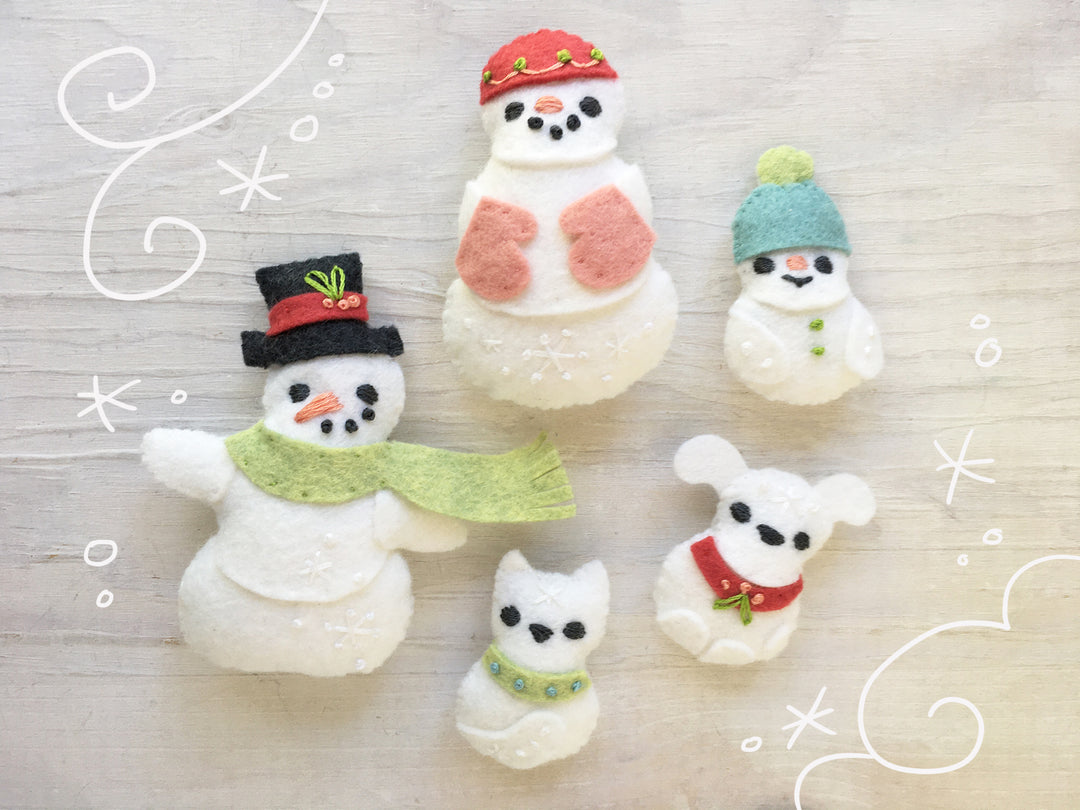 PDF Pattern - Snowman Family Wool Felt Embroidery Pattern