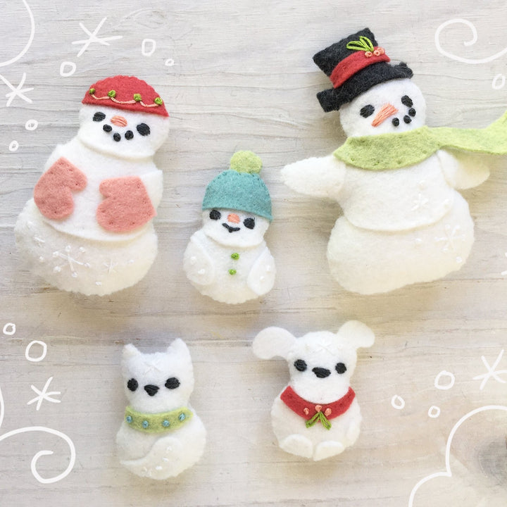 PDF Pattern - Snowman Family Wool Felt Embroidery Pattern