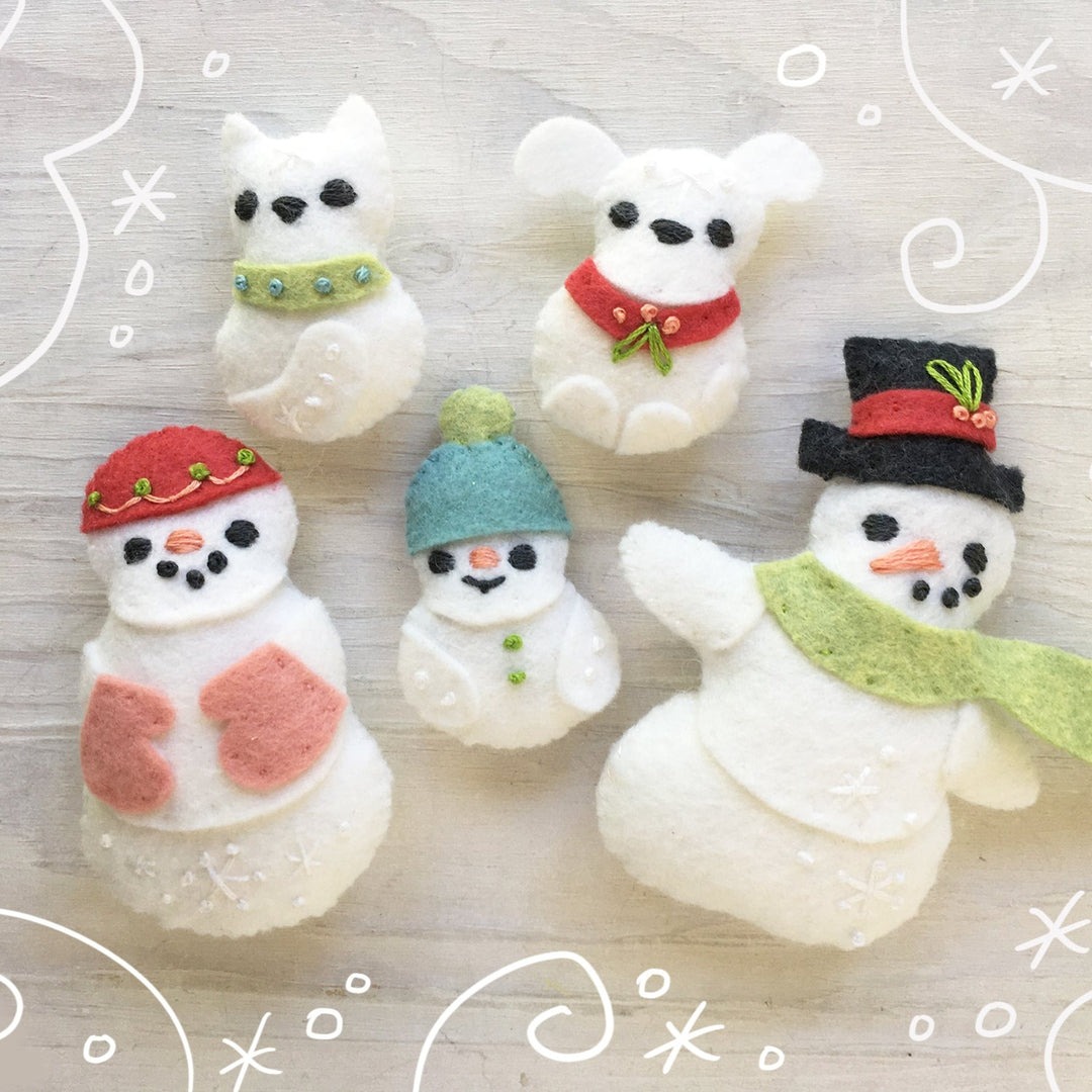 PDF Pattern - Snowman Family Wool Felt Embroidery Pattern