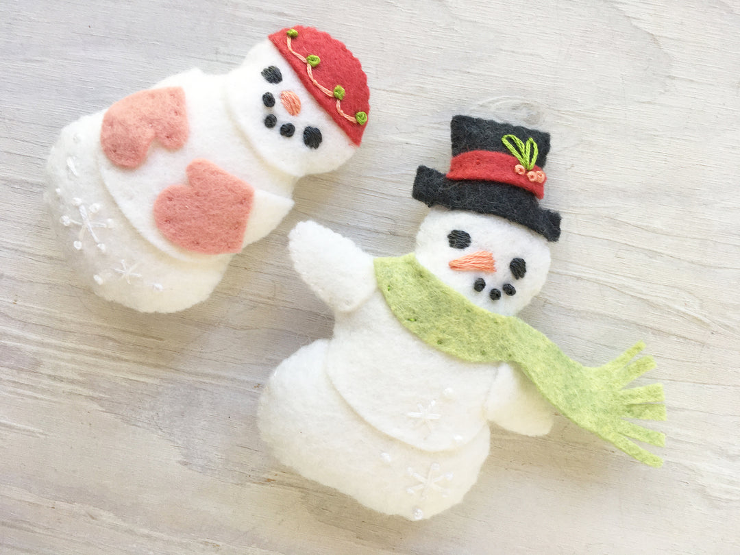 PDF Pattern - Snowman Family Wool Felt Embroidery Pattern