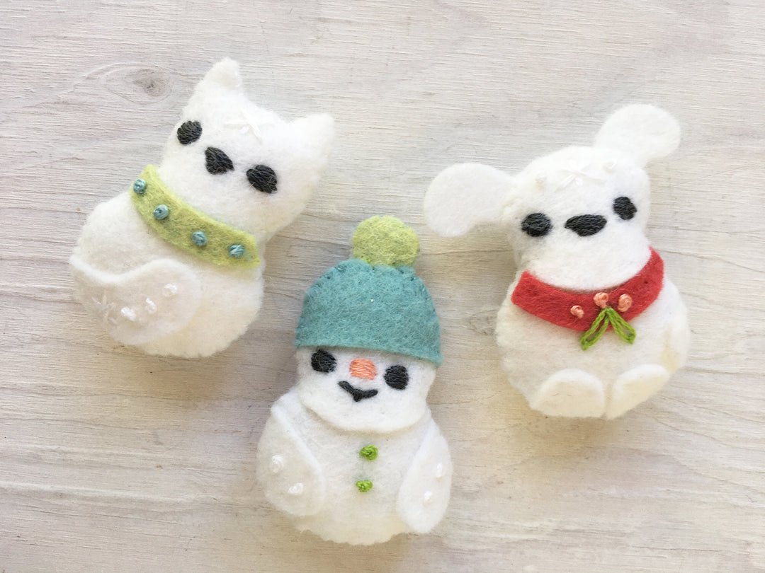 PDF Pattern - Snowman Family Wool Felt Embroidery Pattern